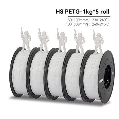 KEEPANG PLA/HS-PLA/PETG/Silk PLA 3D Printer Filament 1.75mm Mix Color 5Rolls High Speed PLA Printinng Material for Bambu Lab