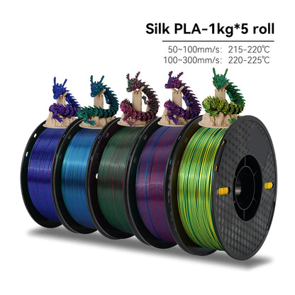 KEEPANG PLA/HS-PLA/PETG/Silk PLA 3D Printer Filament 1.75mm Mix Color 5Rolls High Speed PLA Printinng Material for Bambu Lab