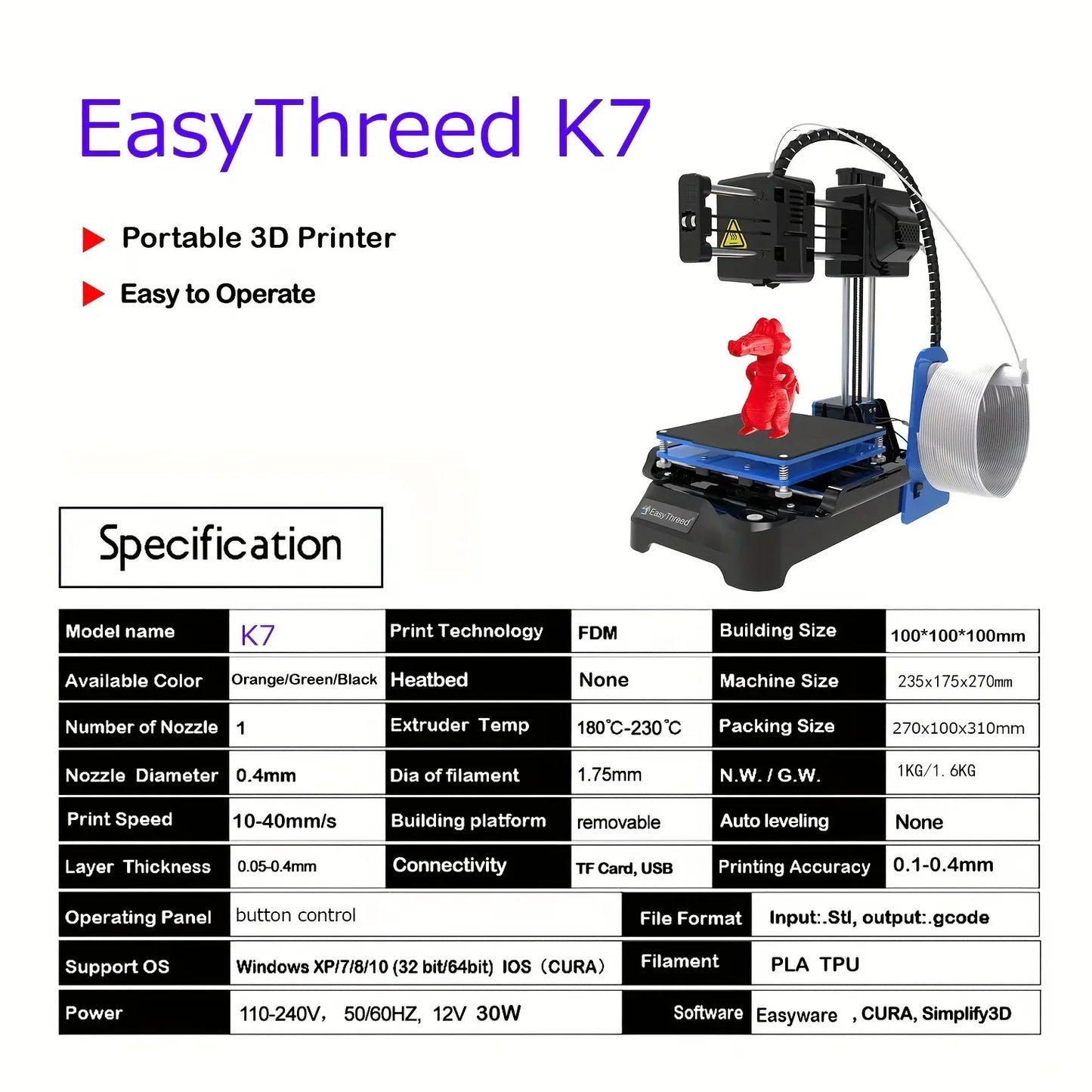 Mini 3D Printer Kit DIY Machine FDM Inprimante 3d for Kids Gift Toys Models Designers