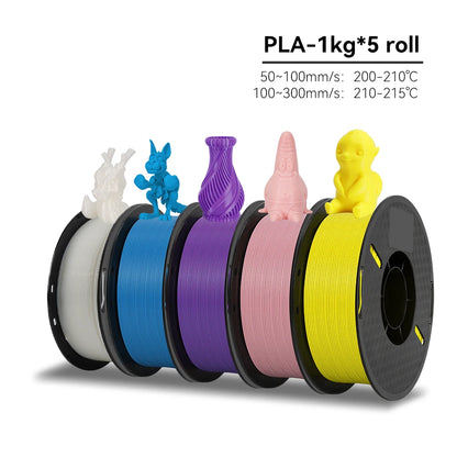 KEEPANG PLA/HS-PLA/PETG/Silk PLA 3D Printer Filament 1.75mm Mix Color 5Rolls High Speed PLA Printinng Material for Bambu Lab